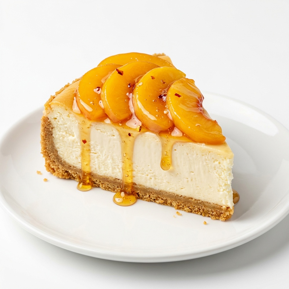 Cheescake cu piersici si miere caramelizata