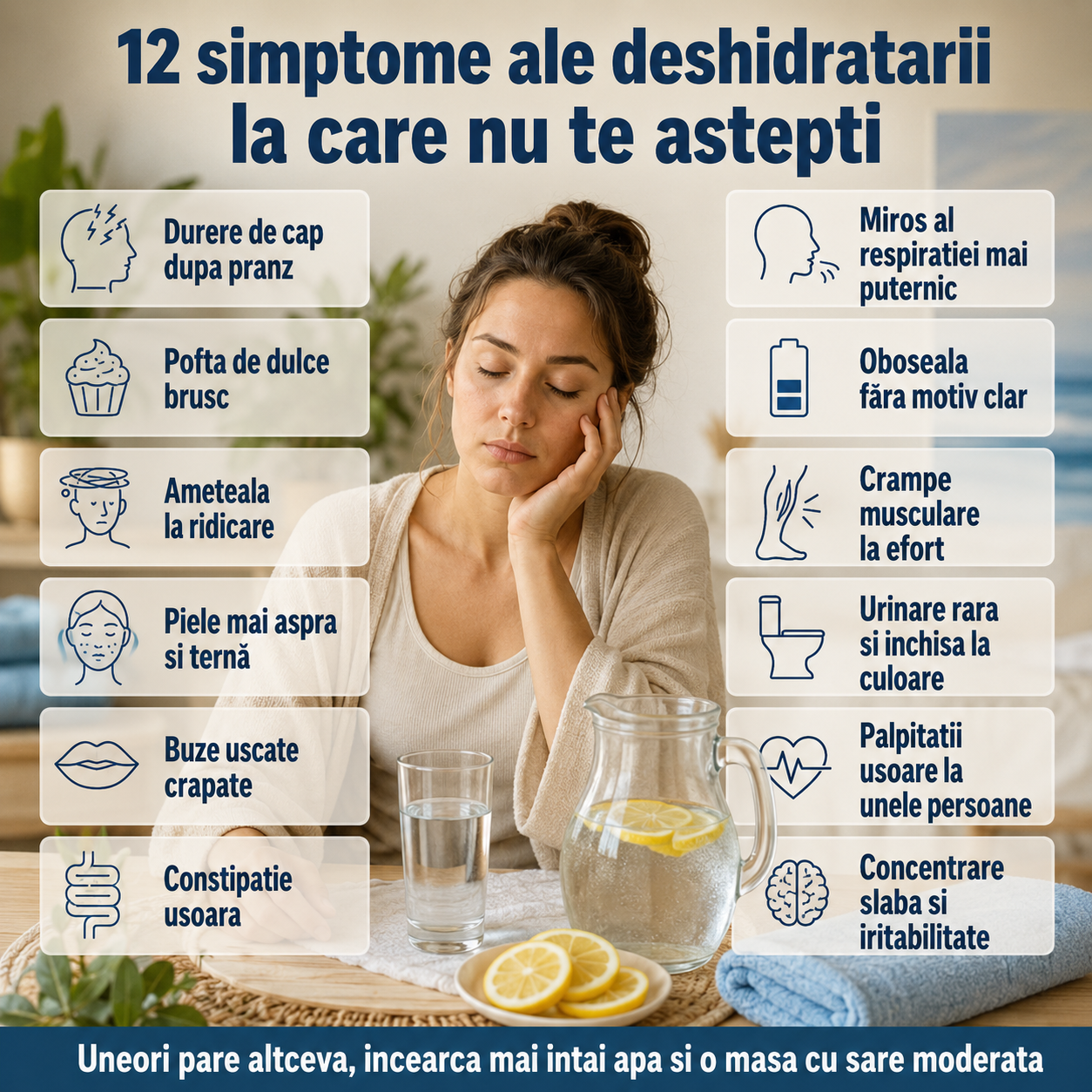 curiozitati medicale - infografic - simptome surprinzatoare ale deshidratarii