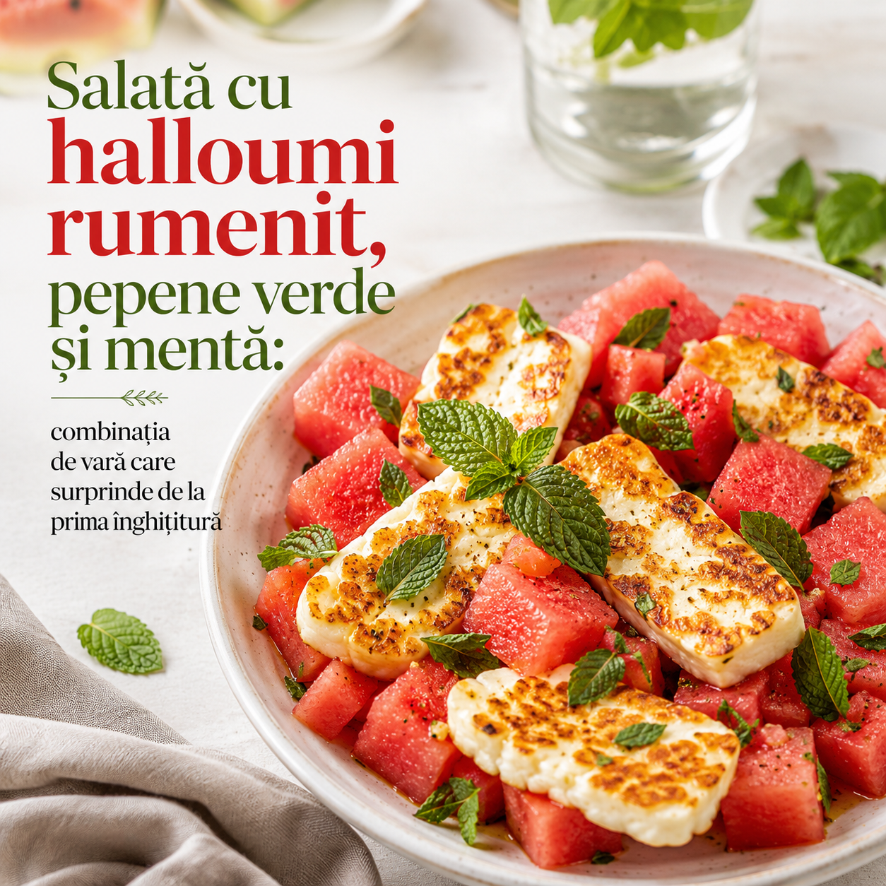 retete culinare salata cu halloumi si pepene rosu