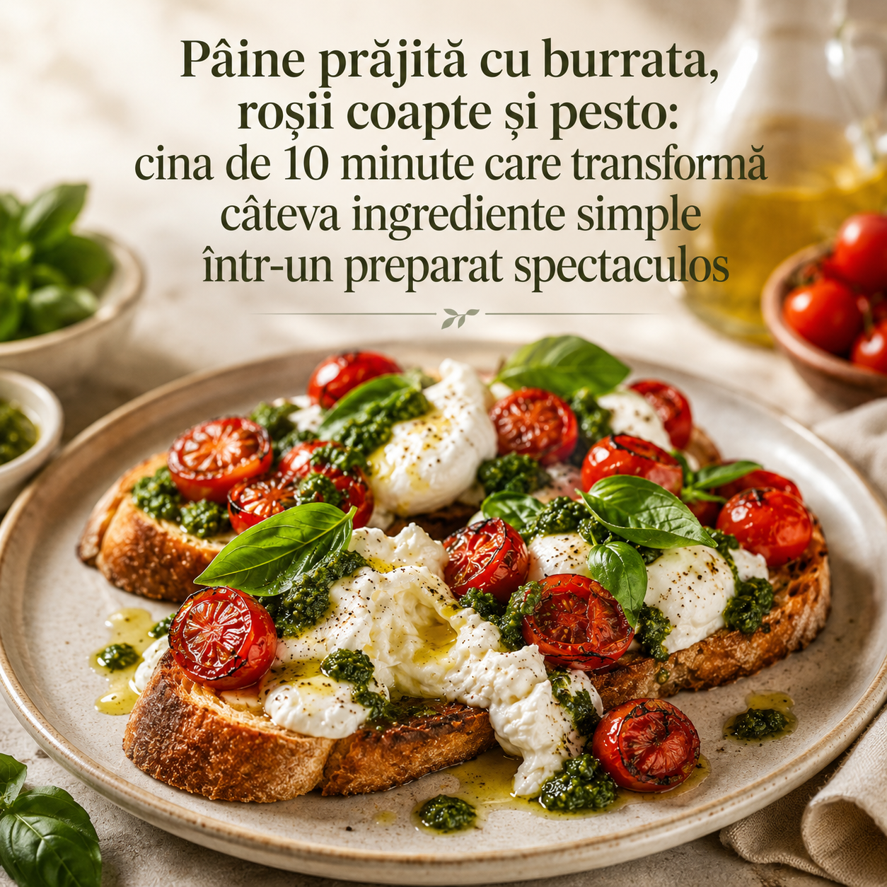 retete culinare: cina cu paine prajita si burrata