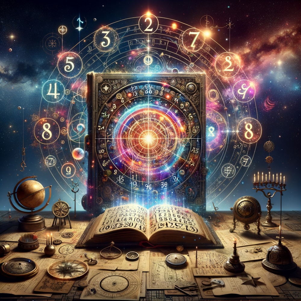 O carte deschisa, numere si roata astrologica. Numerologie