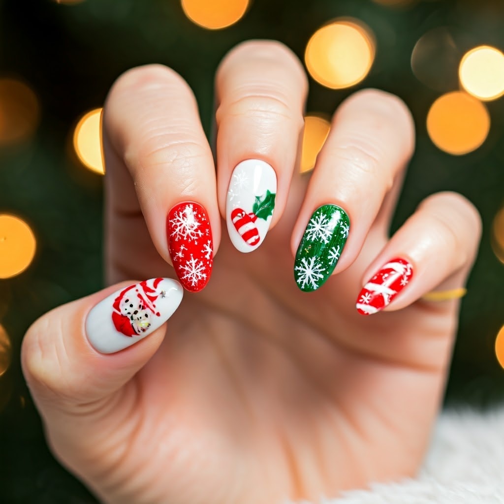 unghii cu gel de craciun