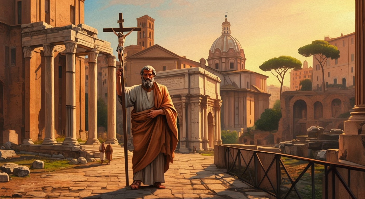 sfantul petru mergand prin roma