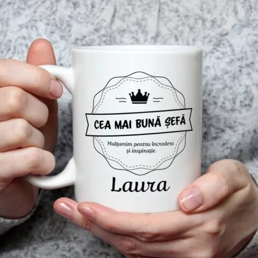 cana personalizata cu mesaj pentru sefa