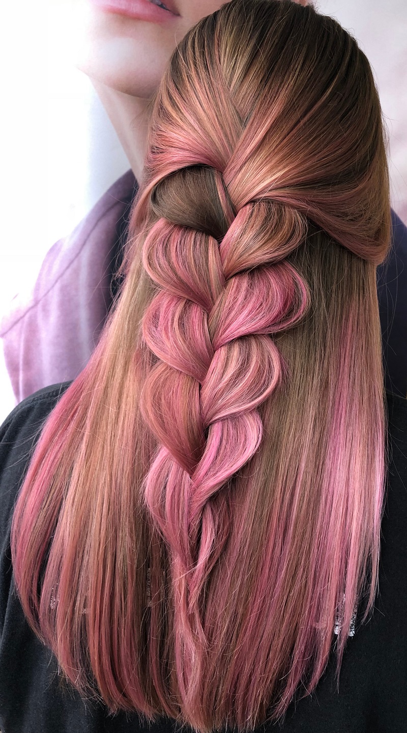 impletitura pe par mov colorat