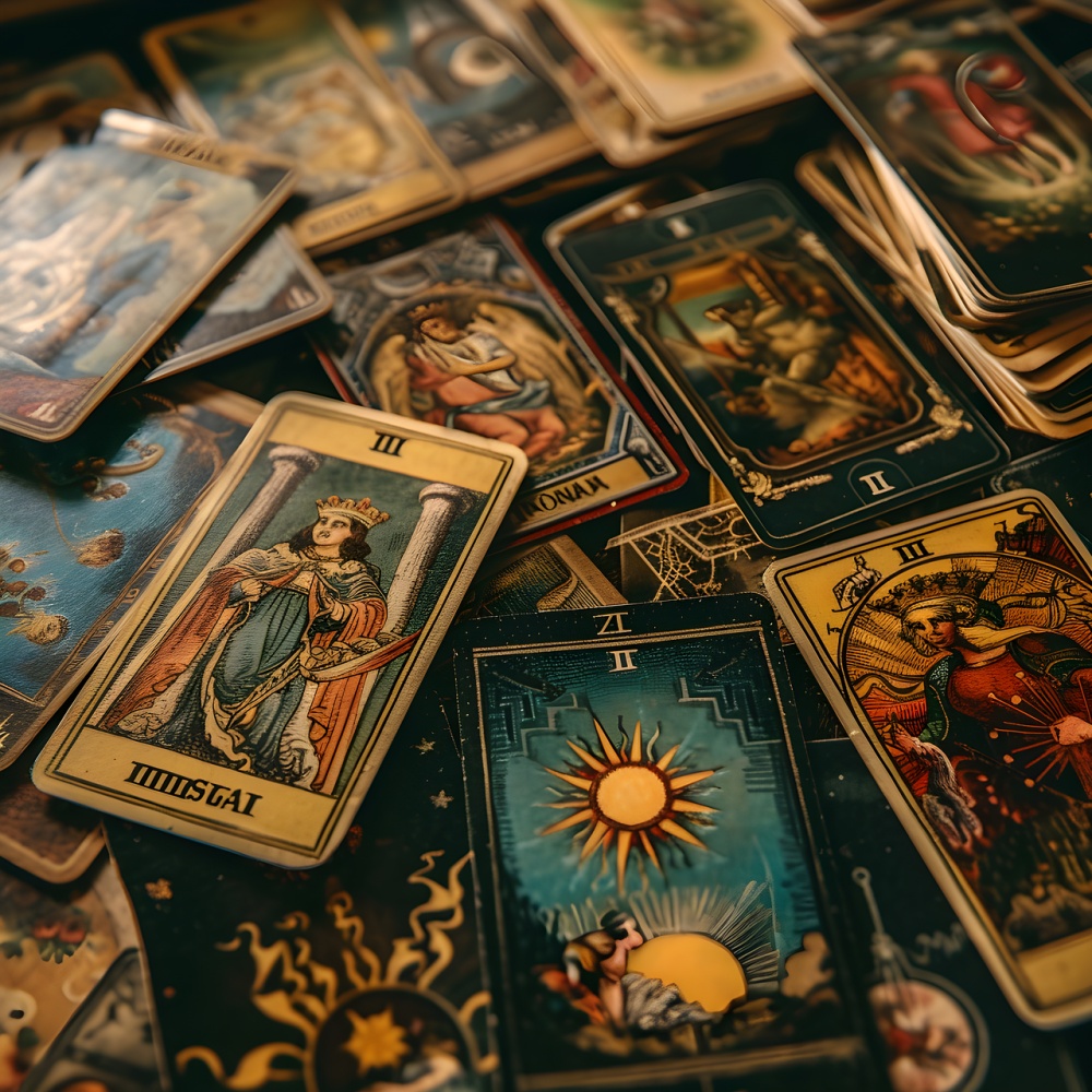 Etalare Tarot compusa din multe carti