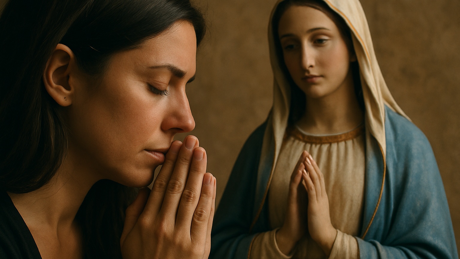 femeie care se roaga la maica domnului