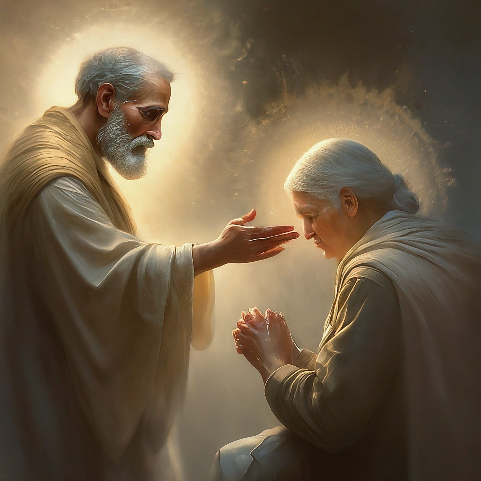 Credincios care se roaga pentru vindecare la Sfântul Nectarie.