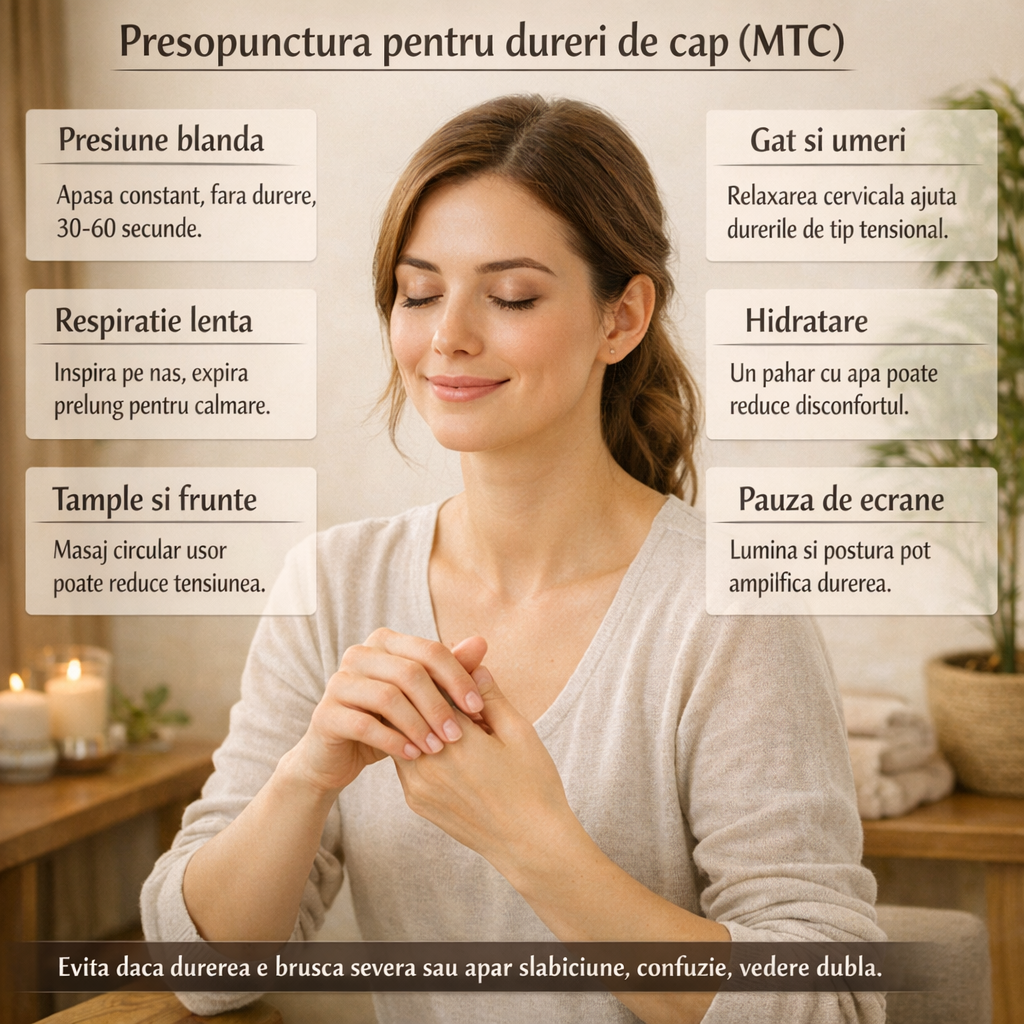 presopunctura si acupresura pentru durere si cap si migrena