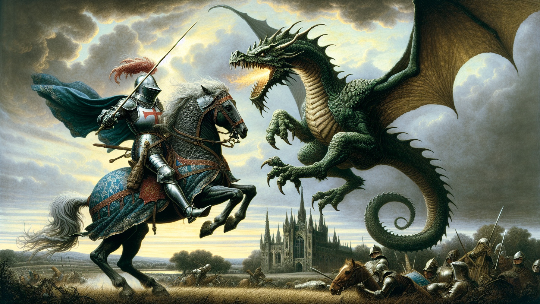 sfantul gheorghe reprezentat ca un cavaler templier in lupta cu balaurul