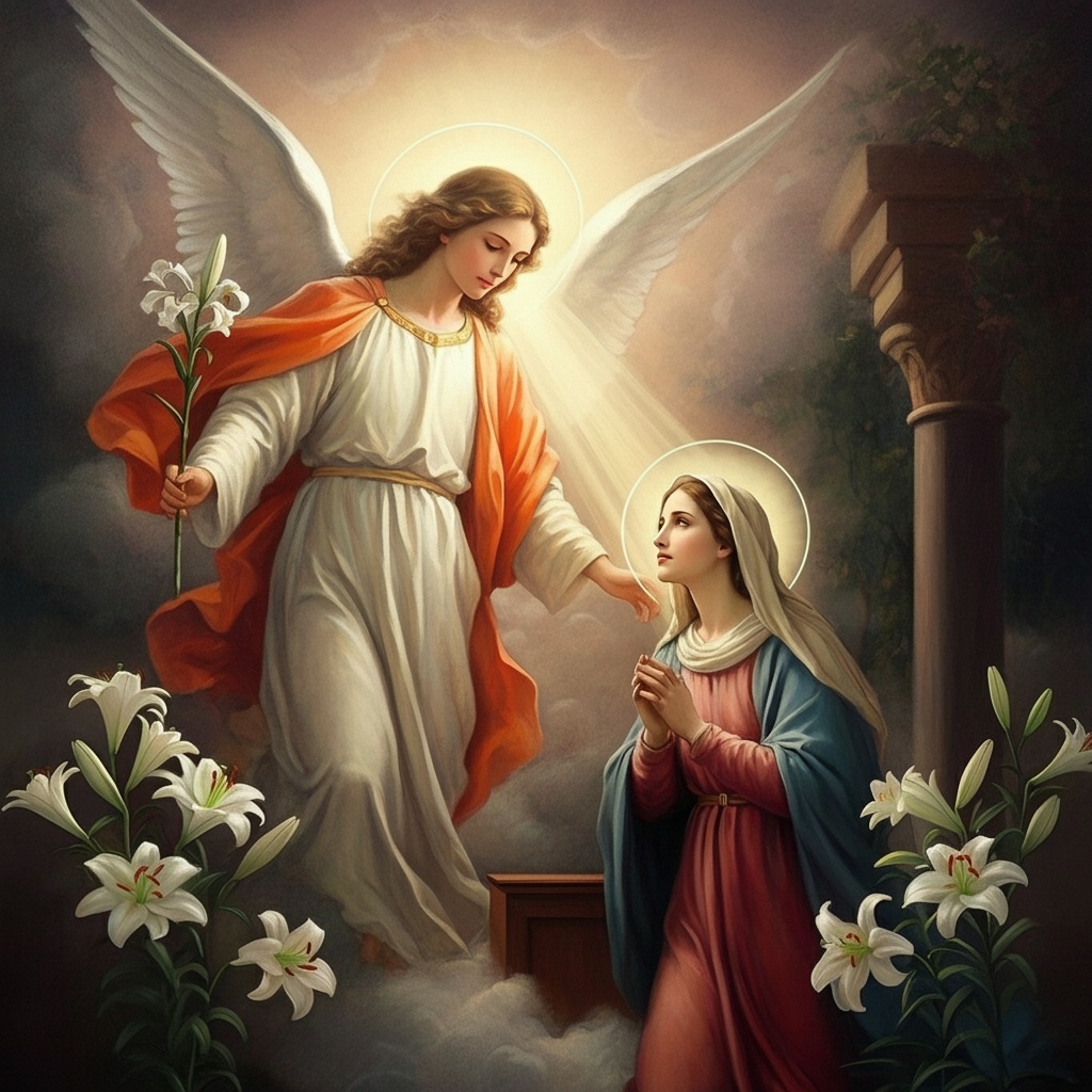 fecioara maria cu arhanghelul gabriel