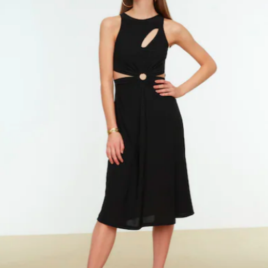 Trendyol Rochie midi evazată cu detalii cu decupaje