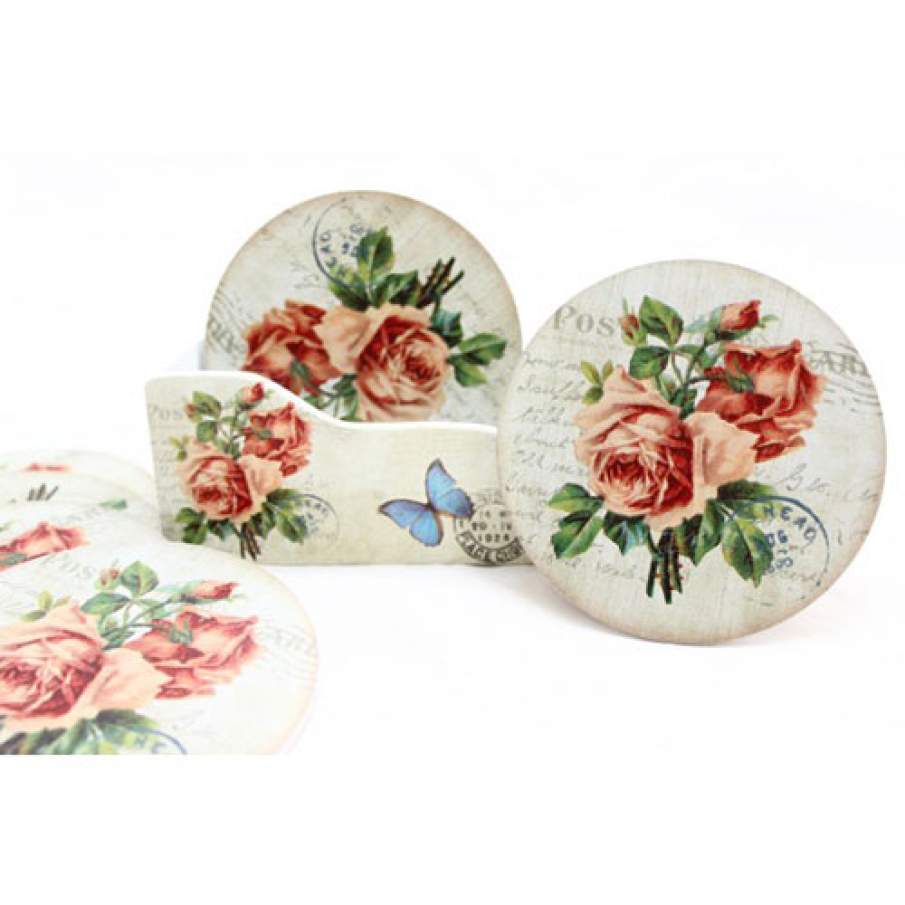 Set 6 suporturi pahare Shabby