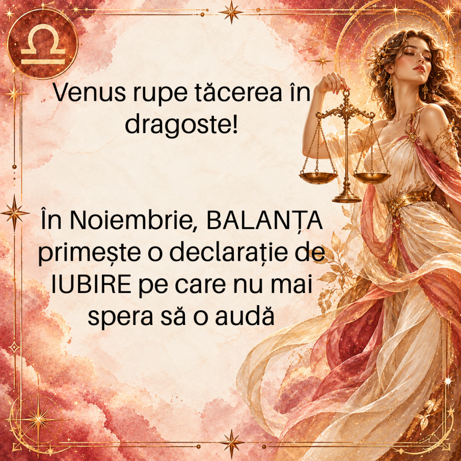 Venus rupe tăcerea în dragoste! În Noiembrie, BALANȚA primește o declarație de IUBIRE pe care nu mai spera să o audă