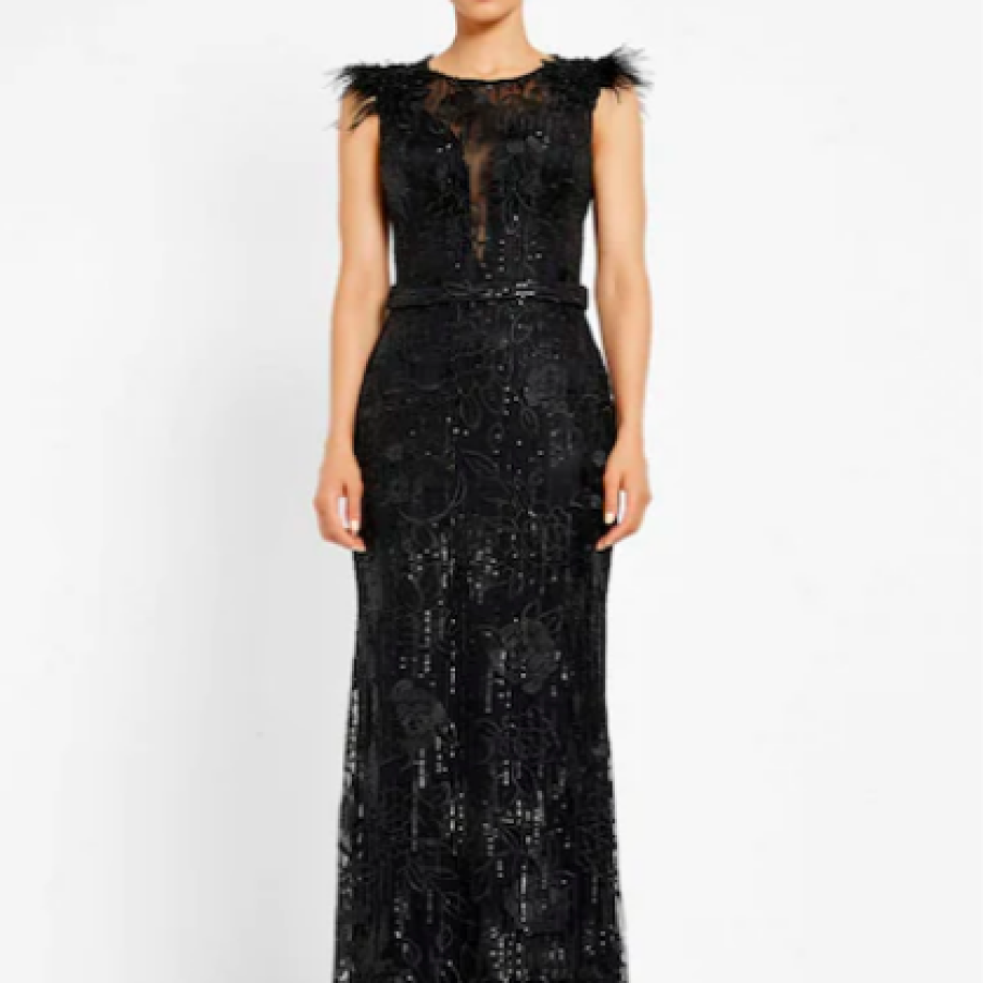 Marie Ollie Concept Rochie maxi cu paiete și broderie florală