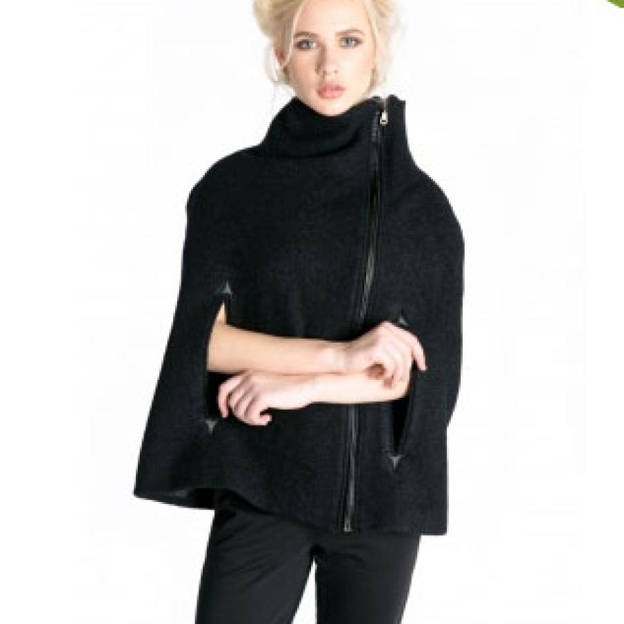 Capa neagra, din lana, Bluzat 