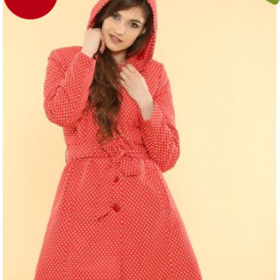 Trenci femei, rosu, cu buline albe, Be You