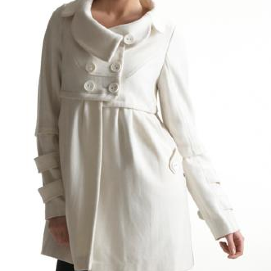 Palton alb cu clapete