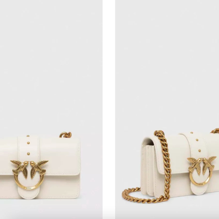 Pinko poșetă de piele culoarea alb