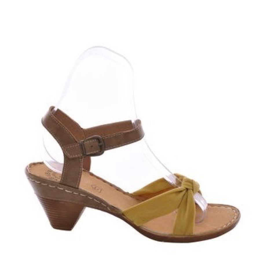 Sandale cu toc comod mustar