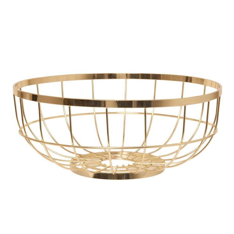 Bol de fructe auriu Present Time, cu un aspect elegant, deschis, în care fructelor le va sta tare bine 