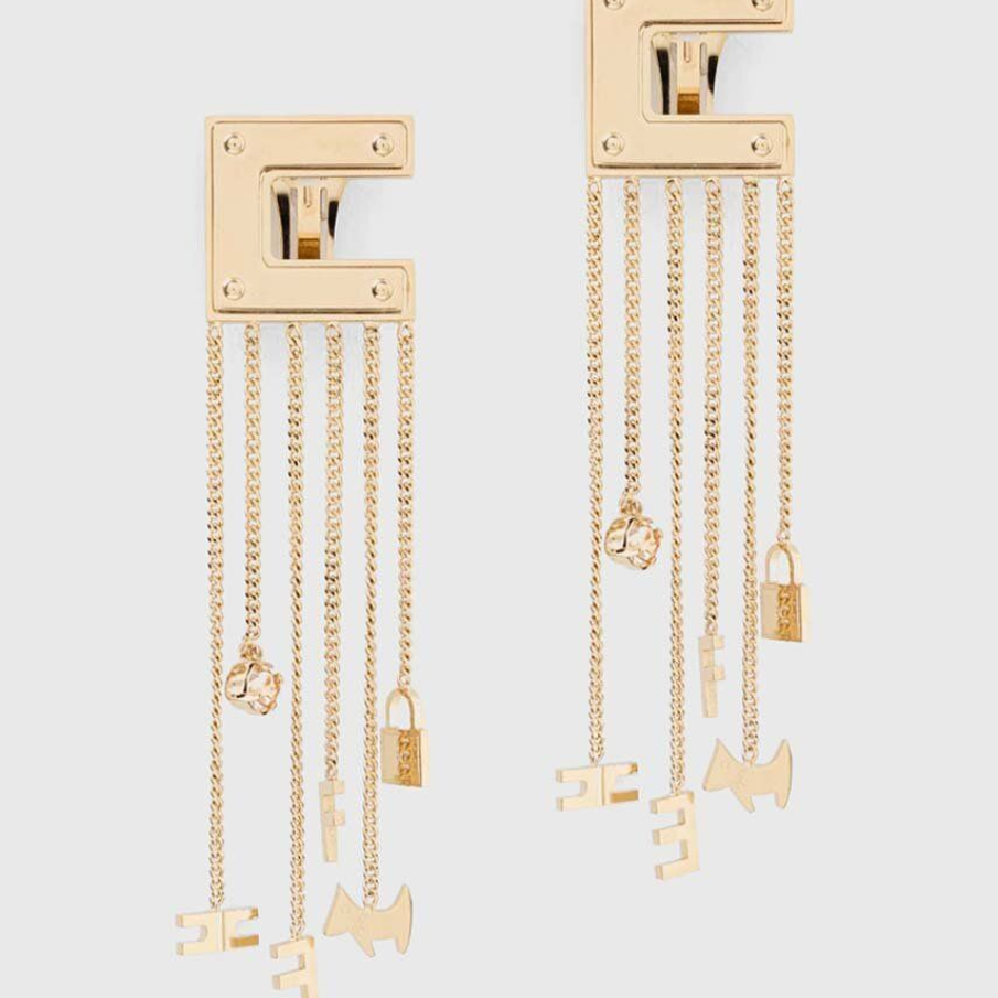 Cercei clip on din colecția Elisabetta Franchi având lungimea de 11 cm