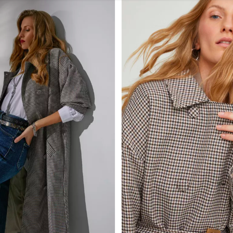 Answear Lab palton femei, culoarea bej, de tranziție, cu două rânduri de nasturi