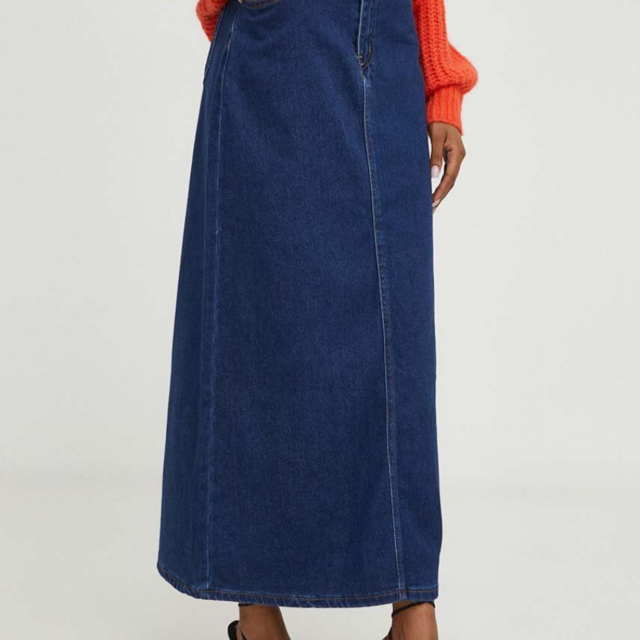 Fustă din colecția Answear Lab confecționată din denim cu talie înălțată și fason în cloș, fără căptușeală 