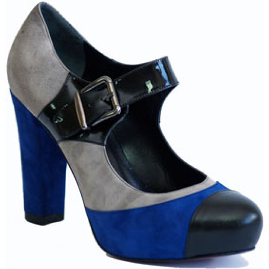 Pantofi Epica (piele velur gri/albastru/negru)