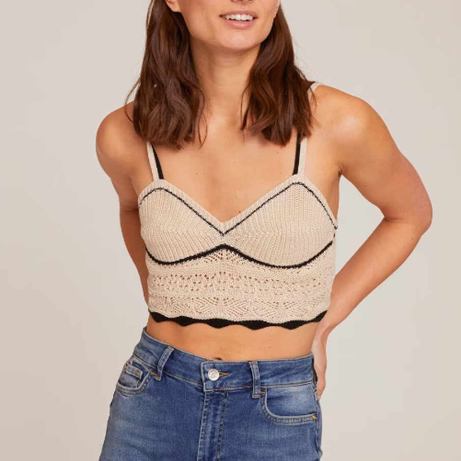 Motivi, Top crop croșetat, Bej deschis