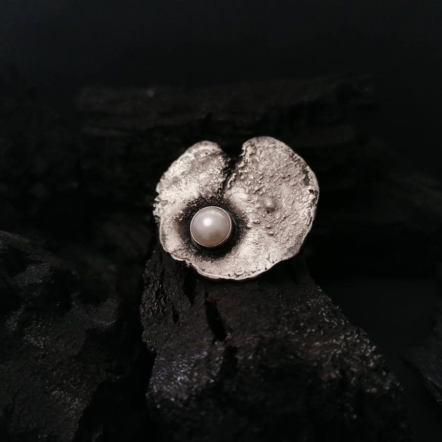 inel argint si perla