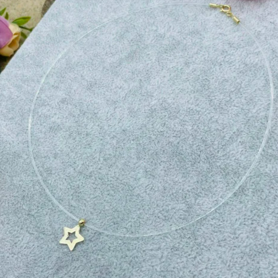 Colier guta transparenta cu steluta si inchizatoare din Aur 14K 1.04g