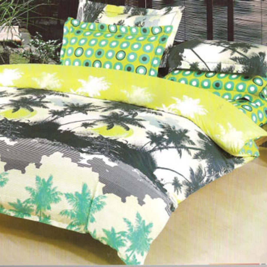 Lenjerie de pat din bumbac satinat cu palmieri 