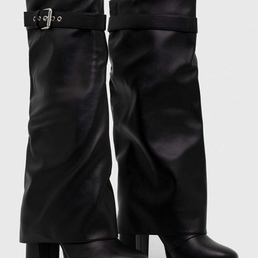 Cizme tip foldover din colecția Steve Madden cu toc înalt, gros și drept 