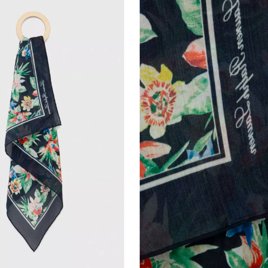 Lauren Ralph Lauren - eșarfă de matase culoarea albastru marin, modelator