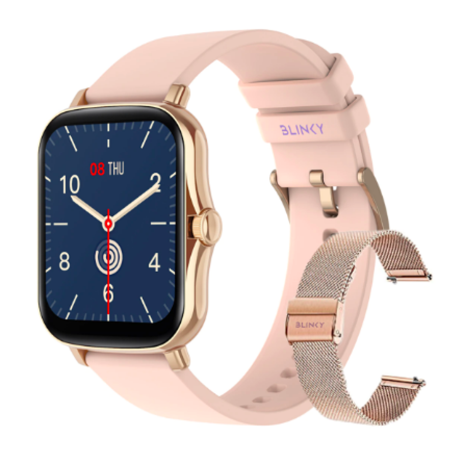 Smartwatch BLINKY Neptis, compatibil cu IOS/Android, cu brățară fitness inteligentă, măsurare puls, auriu