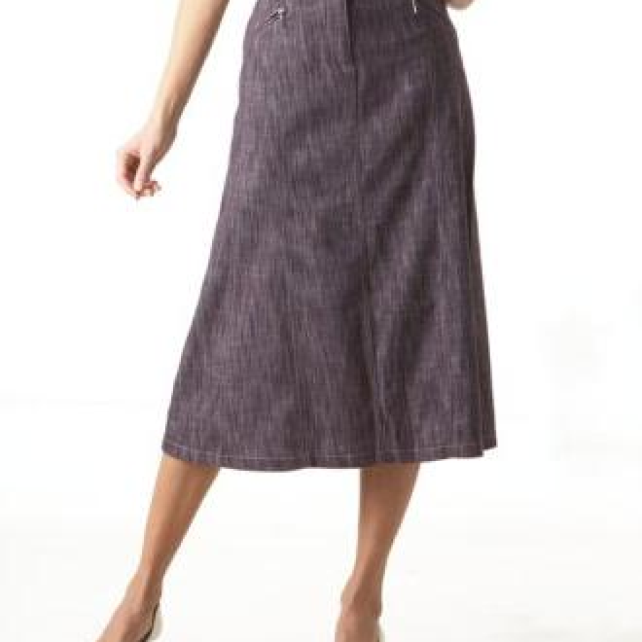 Fusta cu cusaturi din stretch denim