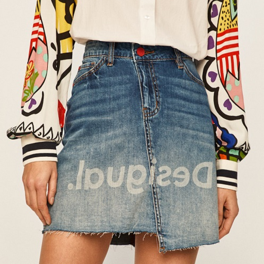 Fusta de blugi asimetrica 