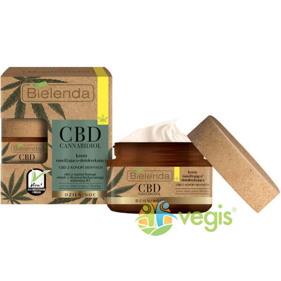 CBD CANNABIDIOL Crema de Fata Hidratanta si Detoxifianta cu Canabidiol CBD din Seminte de Canepa pentru Ten Mixt si Gras 50ml BIELENDA