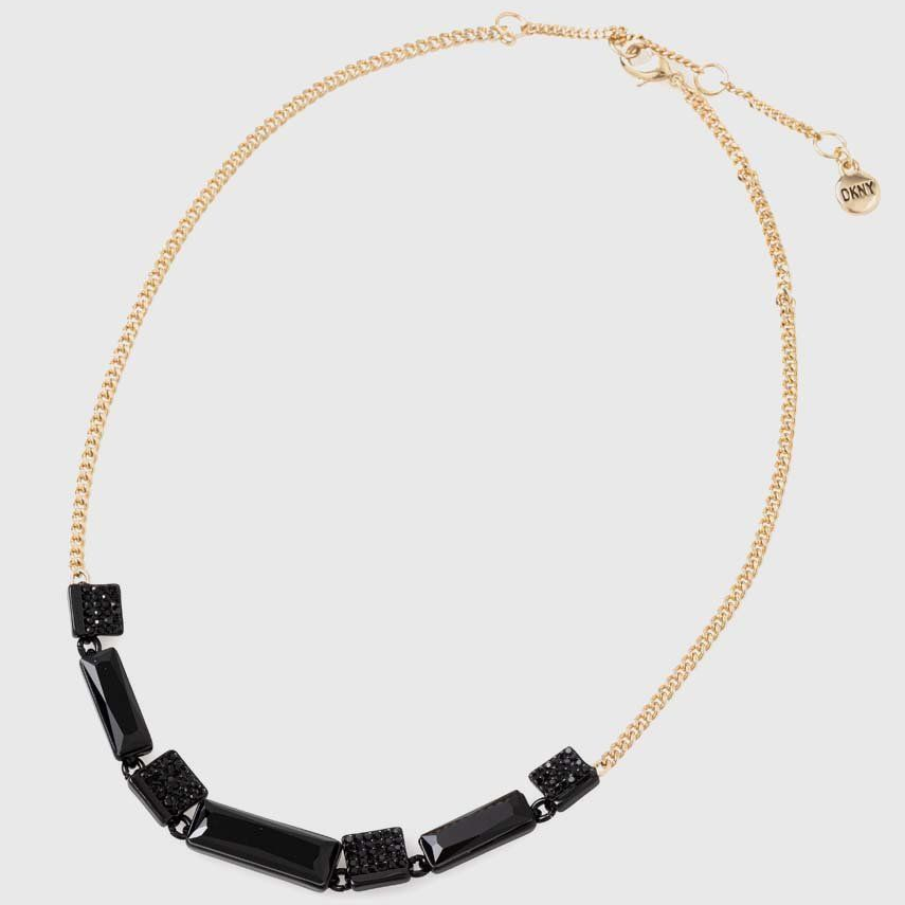 Colier Dkny, de efect,  confecționat din combinația a două materiale: metal și plastic negru 