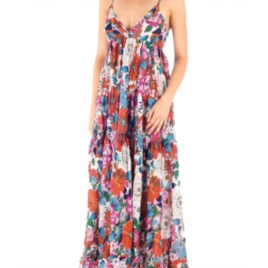 Rochie maxi cu dantela si flori