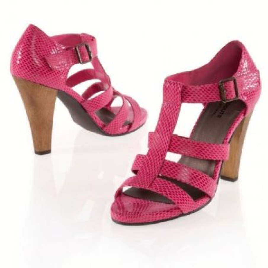 Sandale din piele ce imita pielea de sarpe de culoare roz Snake