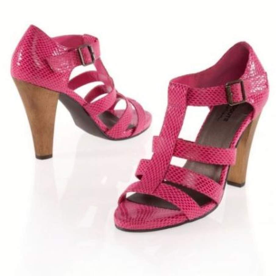 Sandale din piele ce imita pielea de sarpe de culoare roz Snake