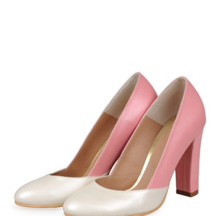 Pantofi crem sidef cu roz