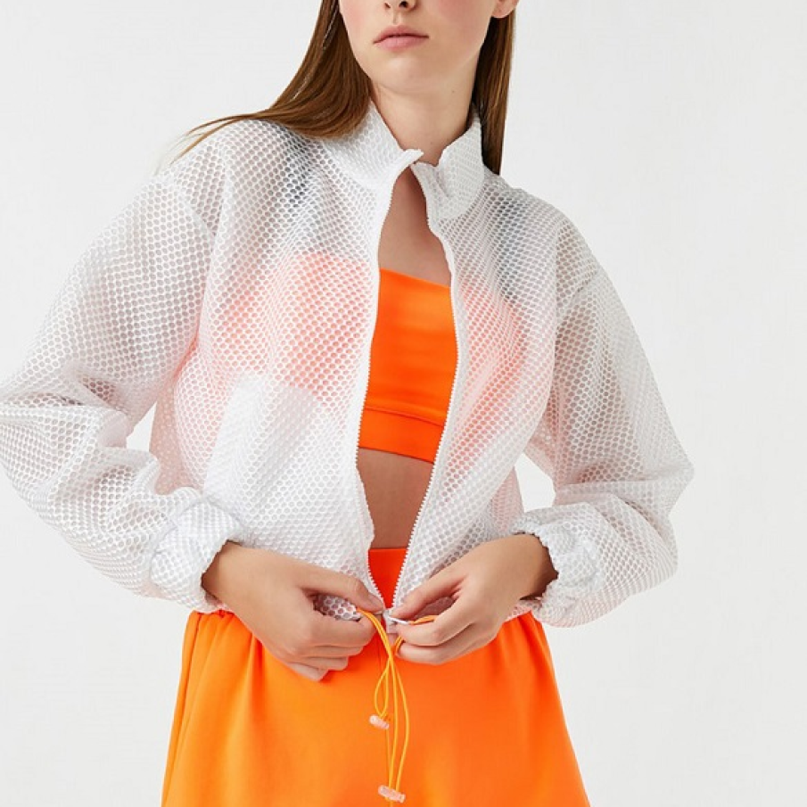 Jachetă scurtă de la Koton, tip crop, cu aspect de plasă, din material semitransparent 