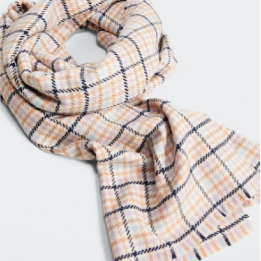 Fular în carouri cu franjuri Begonia