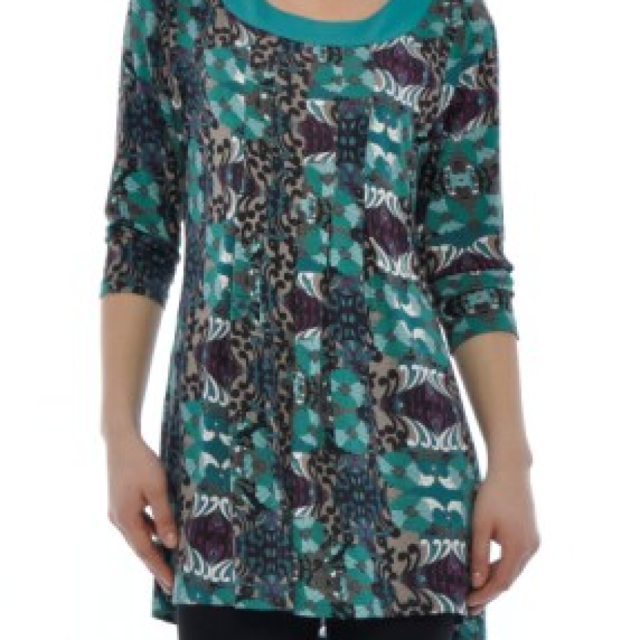 Bluza comoda cu imprimeu jucaus in tonuri bleau