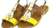 Sandale Flavia Passini maron cu galben, cu detalii aurii