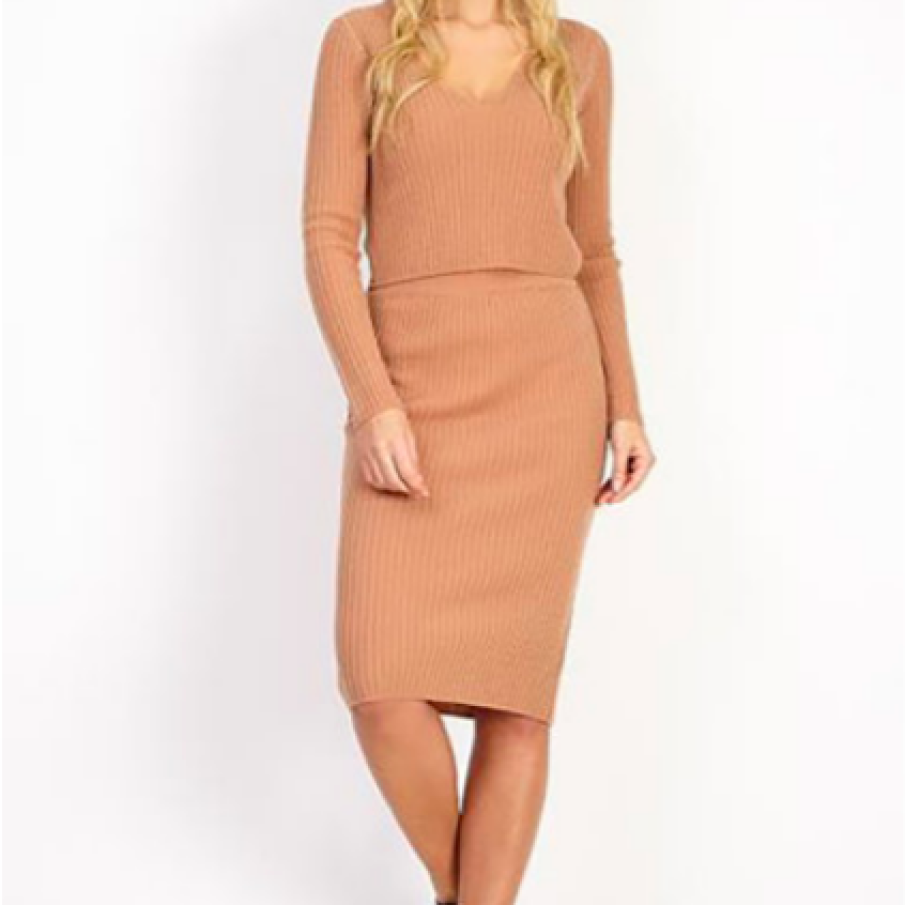 BRAVE SOUL Set de pulover tricotat și fustă cu croială creion Capria