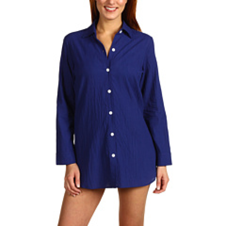 Tommy Bahama Crinkle Cotton Lawn Boyfriend Shirt Cover Up 